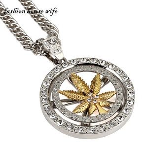 Hip Hop Gold Plated Whirligig Spin Hemp Necklace